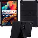 Case for Urao C107 Tablet, Kids Friendly Soft Silicone Adjustable Stand Cover for Urao C107 10.1 inch Tablet (Black)