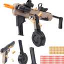 Realistic Toy Gun Pistol Automatic Blaster - Carbine Rifle Shell Ejecting with Drum Magazine 100 Plastic Bullets 30 Shells Hand Gun for Boy Girl, Shooting Game Gift for Kid Ages 8-12 Years Old Adult