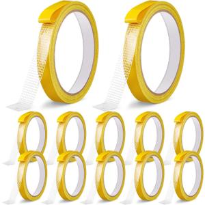 Fuyoooo 12 Rolls Double Sided Fabric Tapes:Heavy Duty Tape Removable Residue-Free Wall High Adhesive Strips for Carpet Cloth Arts Crafts Home Office Supplies(0.5" X 33ft)