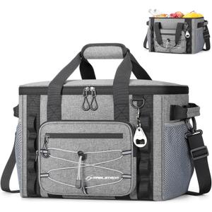 Maelstrom Soft Sided Cooler Bag, 30/40 Can Collapsible Insulated Ice Chest, Large Leakproof Portable Storage for Camping, Travel, Kayaking & Beach (2.Gray)
