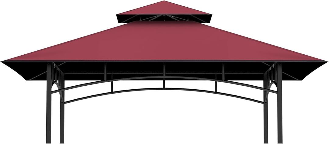 Grill Gazebo Replacement Top, 5 * 8 Outdoor BBQ Top Cover, Double Layer BBQ Gazebo Top Canopy for Model #L-GG001PST-F (Burgundy)