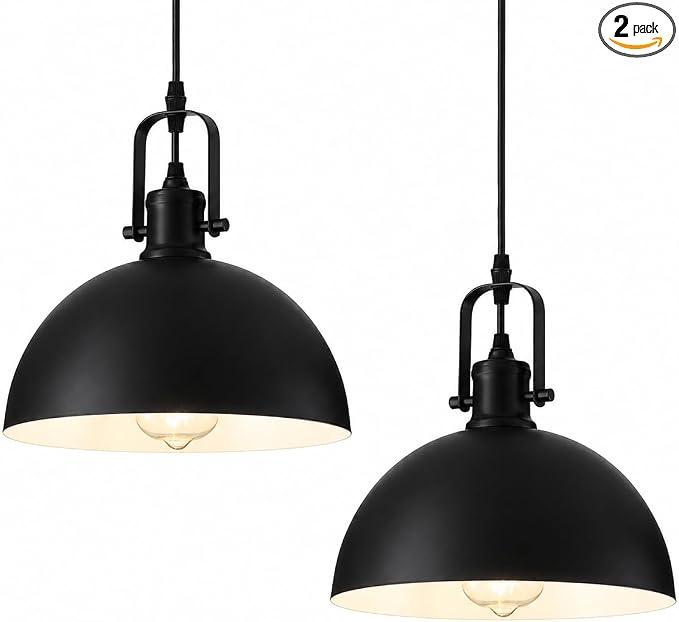 Kitchen Pendant Lighting Over Island, Matte Black Hanging Light Fixture, Pendant Lights for Dining Living Room Hallway