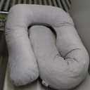 Pharmedoc Pregnancy Pillows, U-Shape Full Body Pillow -Removable Cover Jumbo Size - Gray - Pregnancy Pillows for Sleeping - Body Pillows for Adults, Maternity Pillow and Pregnancy Must Haves