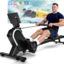 Rowing Machines for Home, 16/32-Level Adjustable Resistance, Magnetic Rowing Machine with App Supported, 350/400 LB Weight Capacity, Upgraded Dual Slide Rails with LCD Data Display Screen (Black)