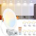 BesLowe 4 Packs 6 Inch 5CCT LED Recessed Ceiling Lights Ultra-Thin with Junction Box, 12W 150W Eqv, 3000K/3500K/4000K/5000K/6500K, 1200LM Dimmable Canless Downlights for Kitchen Hallway Dining Room