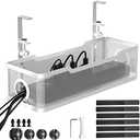 Under Desk Cable Management Tray White, Cinati Wire Organizers No Drill, Cable Tray with Clamp for Wire Management, Cord Organization Box for Office, Home - No Damage to Desk