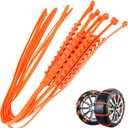 10 PCS Adjustable Anti-Slip Tire Zip Ties for Snow Chains | Universal Winter Car Truck SUV Traction Grips | Emergency Mud Survival Multi-Function Security Cable Belts  Orange