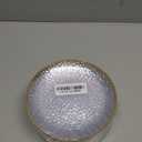 Rubtlamp 100Pcs Clear Gold Plastic Plates, Disposable Plates With Gold Rim, Heavy-duty Party Platos, Hammered Plastic Plates Include 50 Clear Dessert Platos, 50 Dinner Platos for Thanksgiving