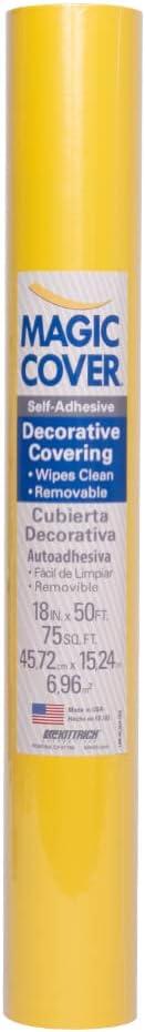 Magic Cover Adhesive Vinyl Paper, Multi-Functional Shelf Liner for Lining Drawers and Shelves, Waterproof and Durable, 18" x 50', Yellow