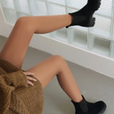 Women Faux Suede Round Toe Pull On Block Heel Ankle Boots Work Casual Prom Shoes No Brand, Black, Size 8 