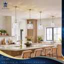 12" Farmhouse Pendant Light, Hand-Blown Clear Hammered Glass Hanging Light Fixture with Brass Gold Finish, Adjustable Chain Ceiling Light for Kitchen Island, Dining Room, Hallway, E26 Socket
