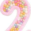 Pink Birthday Candles - Number 2 Candle, Colorful Macaron Candles, 2 Cake Topper, Pink Birthday Decorations for Girl, Sweet Theme Birthday Party Supplies