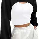LovelyWholesale Women Cropped Hoodie Zip Up Long Sleeve Crop Top Sweatshirts (Black, XL)