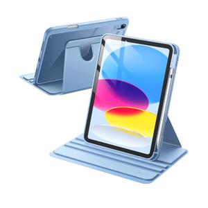 JETech Rotating Case for iPad (A16) 11th/10th Generation (2025/2022) with Pencil Holder, 360 Degree Rotation Protective Stand Cover Clear Back, Auto Wake/Sleep (Blue)