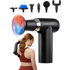 Massage Gun with Detachable Extension Handle for Deep Tissue Muscle Massage  Handheld Back & Shoulder Percussion Heated Massager for Men & Women. Professional Pain Relief Massage Tool.