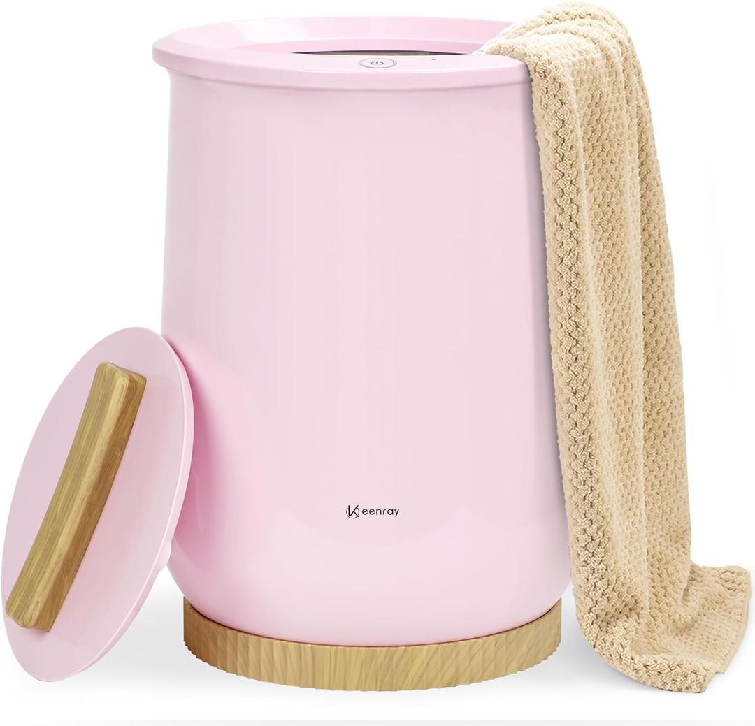 Keenray Towel Warmer, Luxury Towel Warmer Bucket, Large Towel Warmers for Bathroom, Auto Shut Off, Fits Up to Two 40"X70" Oversized Towels, Bathrobes, Blankets, PJ's and More, CL1(Pink)