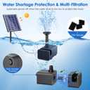 POPOSOAP Solar Fountain Pump for Bird Bath, 6.5W Solar Water Fountain Pump with Dry-Run Protection & Double-Layer Nozzles 5Ft Tubing for Pond, Bird Bath, Backyard Water Features