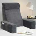 Seniny Reading Pillow for Bed Adult  24" Back Support Pillow for Sitting Up Rest, Husband Bed Chair and Backrest Pillow with Arms, Lounge Sit Up Pillows for Dorm, Corner, Couch, Study, Watching TV