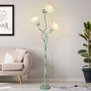 Flower Floor Lamp for Living Room, 3 Color Modes LED Modern Standing Lamps with 3 Heads Bulb Flexible Neck Shaft Tall Corner Floor Lamp for Bedroom Office Reading Decor (Green)