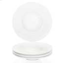 Ceramic Wide Rimmed Soup Plate, Soup Bowl 8 oz, Pasta Bowl Set of 4, White Shallow Bowl Plate with Rim, Best choice for high-end restaurants, hotels, and foodies, 9.6 Inch Coil relief