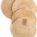 Set of 4 Handcrafted Jute Braided Placemats 14x14 Round 100% Jute - Farmhouse Rustic Vintage Placemats, Non-Slip Heat Resistant for Dining, Kitchen, Coffee Table Dcor Table Mats Handwoven