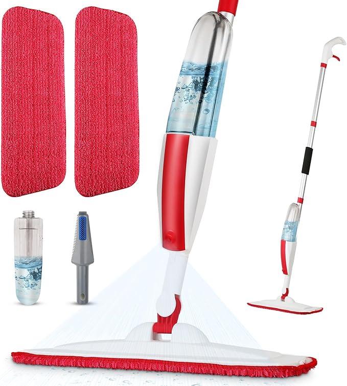 Mops for Floor Cleaning Wet Spray Mop with 14 oz Refillable Bottle and 3 Washable Microfiber Pads Home or Commercial Use Dry Wet Flat Mop for Hardwood Laminate Wood Ceramic