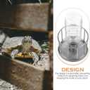 Toyvian Mini Turtle Water Feeder Stainless Steel Splash-Proof Reptile Feeding Basin 4.5 Inch Compact Water Dispenser for Land Turtles and Small Reptiles