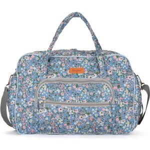 Yarn Storage Organizer, Knitting Crossbody Bag, Large Crochet Bag Tote Gift Yarn Holder Case for Carrying Projects, Knitting Needles, Crochet Hooks and Other Accessories (Flower-Blue)