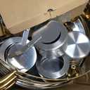 Chafing Dish Buffet Set 4 Pack, 5QT Gold Round Chafing Dishes for Buffet, High Grade Chafers and Buffet Warmers Sets with Glass Lid, Rolled-Edge Food Warmers for Parties, Weddings, Catering
