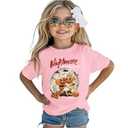 GLIGLITTR Girls Halloween Shirt Nightmare on Main Street Pumpkin Bat Tshirt Spooky Season Short Sleeve Tops Kids Fall Outfits(Pink, 8-9Years)