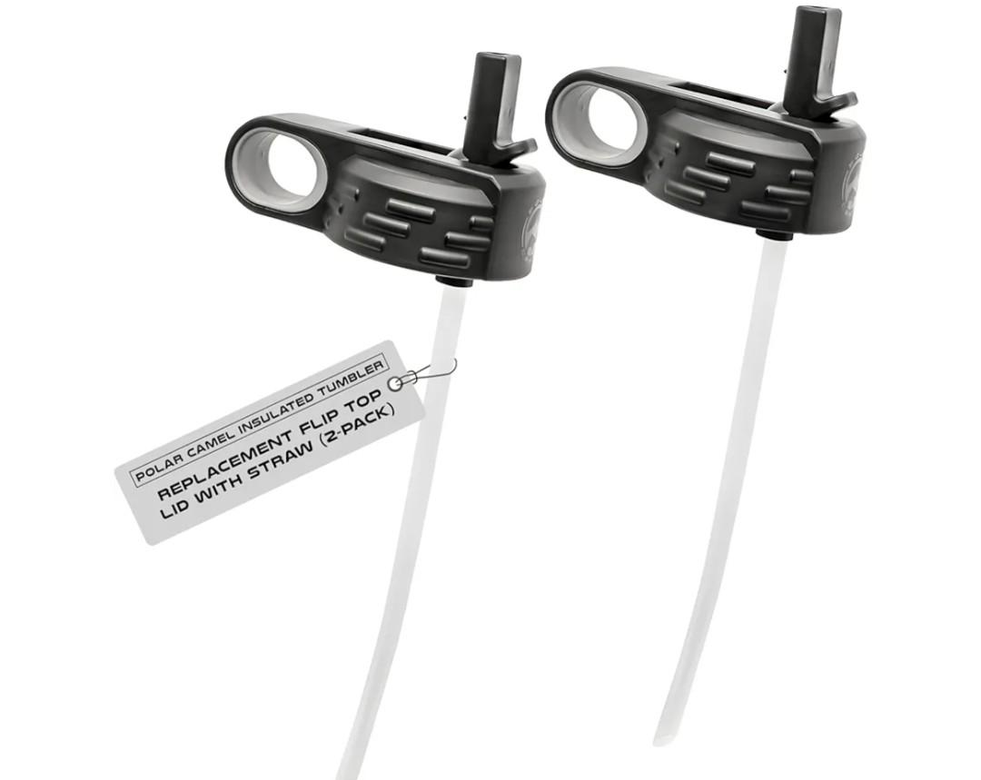 Polar Camel Lid Replacement (40oz 32oz 20oz 12oz) - Water Bottle with Straw (2-Pack) for All Bottle Sizes