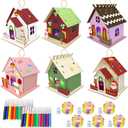 6 Set Christmas Gingerbread Craft KitDIY Wooden Nativity Scene Castle House Kit to Build and Paint,Christian Wood Crafts Art Project Bulk Painting Kits for Winter Christmas Supplies Decoration