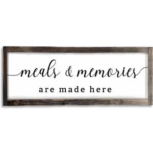 Dazingart Farmhouse Kitchen Wall Decor,Meals and Memories Are Made Here Sign, Rustic Wood Kitchen Signs Dinning Room Wall Decor (Meal)