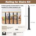 Indoor Railing Kits, Black Railing Post Kit, 270° Adjustable Flat Brackets Spindle Post & 35.43" Iron Square Stair Posts Kit for Stair Railing Indoor, Balcony, Staircases Spindles, Deck, Attic