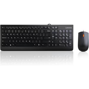 Lenovo 300 USB Combo, Full-Size Wired Keyboard & Mouse, Ergonomic, Left or Right Hand Mouse, Optical Mouse, GX30M39606, Black