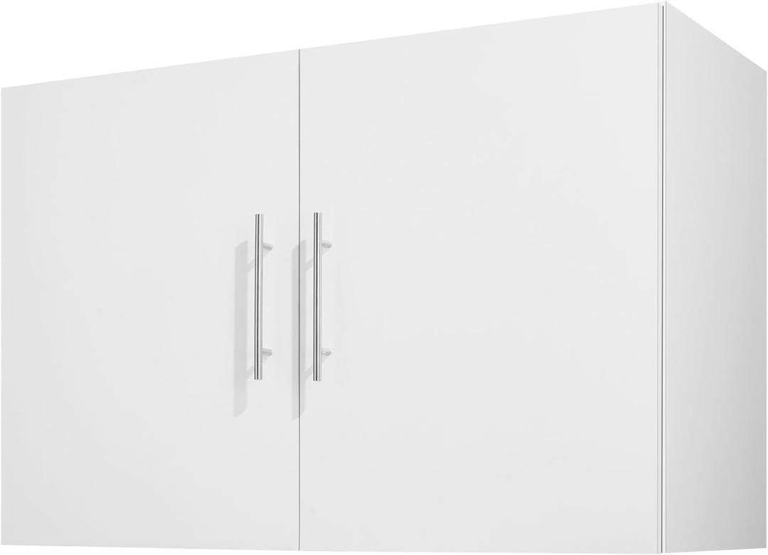 VEVOR Laundry Room Wall Cabinet, 2-Tier Wall Mounted Hanging Cabinet with Adjustable Shelf, 36 in Cupboard Storage with 2 Doors, for Kitchen, Bathroom, Laundry, 16 x 36 x 24 in (D x W x H), White