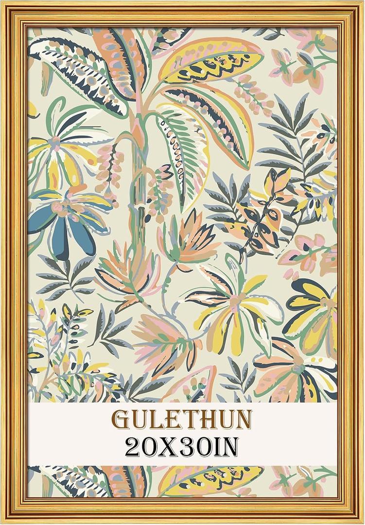 GULETHUN 20x30 Frame, Transitional Modern Design Picture Frames, 20 by 30 Rustic Poster Frame for Home Decor, Gold Vintage Photo Frames, Horizontal or Vertical Display, Choose Size & Color