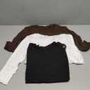 Huukeay 3 Pack Women’s 3/4 Sleeve Tops, Ribbed Knit Cotton Slim Fitted Crew Neck Shirts Stretchy Casual Basic Tight Top M