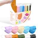 Adult Face Masks Disposable 100 Pack 10 Colors, 4 Ply ASTM Level 3