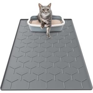 Garoopion Cat Litter Box Mat, Large 34" X 22" Cat Litter Mat, Waterproof Silicone Pad for Floor, Dark Gray
