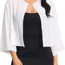 HEREAD Women Chiffon Shrug Bolero Cardigan Sheer Long Sleeve Wedding Evening Dresses Shawls and Wraps Bridal Cape Cover Up, Large