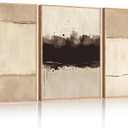 Ausril Large Neutral Textured Framed Canvas Wall Art Set, Minimalist Beige Shapes Wall Decor, Abstract Grunge Landscape Wall Painting, Modern Textured Art Prints for Living Room, Bedroom 24"x36"x3