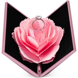 Creative Ring Box Small Ring case for Proposal Engagement Wedding Ceremony Birthday Gift Jewelry Display Presentation Storage Chest Holder Organizer (Pink)
