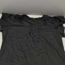 Plus Size Short Sleeve T-Shirts Women Casual Summer Tops V Neck Loose Pleated Blouses , Size XL