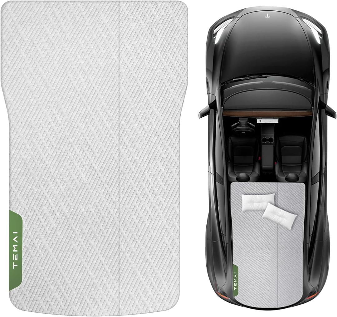 TEMAI Tesla Model Y Camping Mattress | Foldable Memory Foam Car Bed, Custom-Fit for Tesla Trunk Sleep Pad, Non-Slip, Dual-Mode Design, Skin-Friendly Cover, Ideal for Road Trips & Car Camping