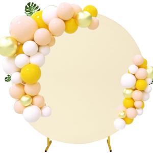 6.6FT Round Wedding Arch Cover for 6.6FT Circle Arch Stand, Thick Polyester Fabric Adjustable Circle Arch Backdrop Cover for Wedding Birthday Party Baby Shower Photography DecorationBeige