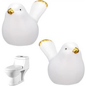 2pcs Ceramic Bird Toilet Bolt Covers Decorative Toilet Bolt Caps, Toilet Screw Cover Caps for Bottom of Toilet, Easy Installation Bathroom Replacement Parts for Bathroom Decor