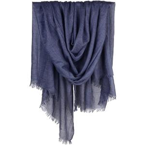 Women Summer Scarfs Large Long Lightweight Linen Beach Gauze Shawl Wrap 7543 (Denim Blue)
