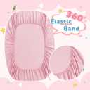 4 Pack Kids Air Mattress Fitted Sheet Only Compatible with Intex Cozy Kidz, Light Pink Toddler Inflatable Mattress Sheets for Travel Camping Airbed & Sleepover Party