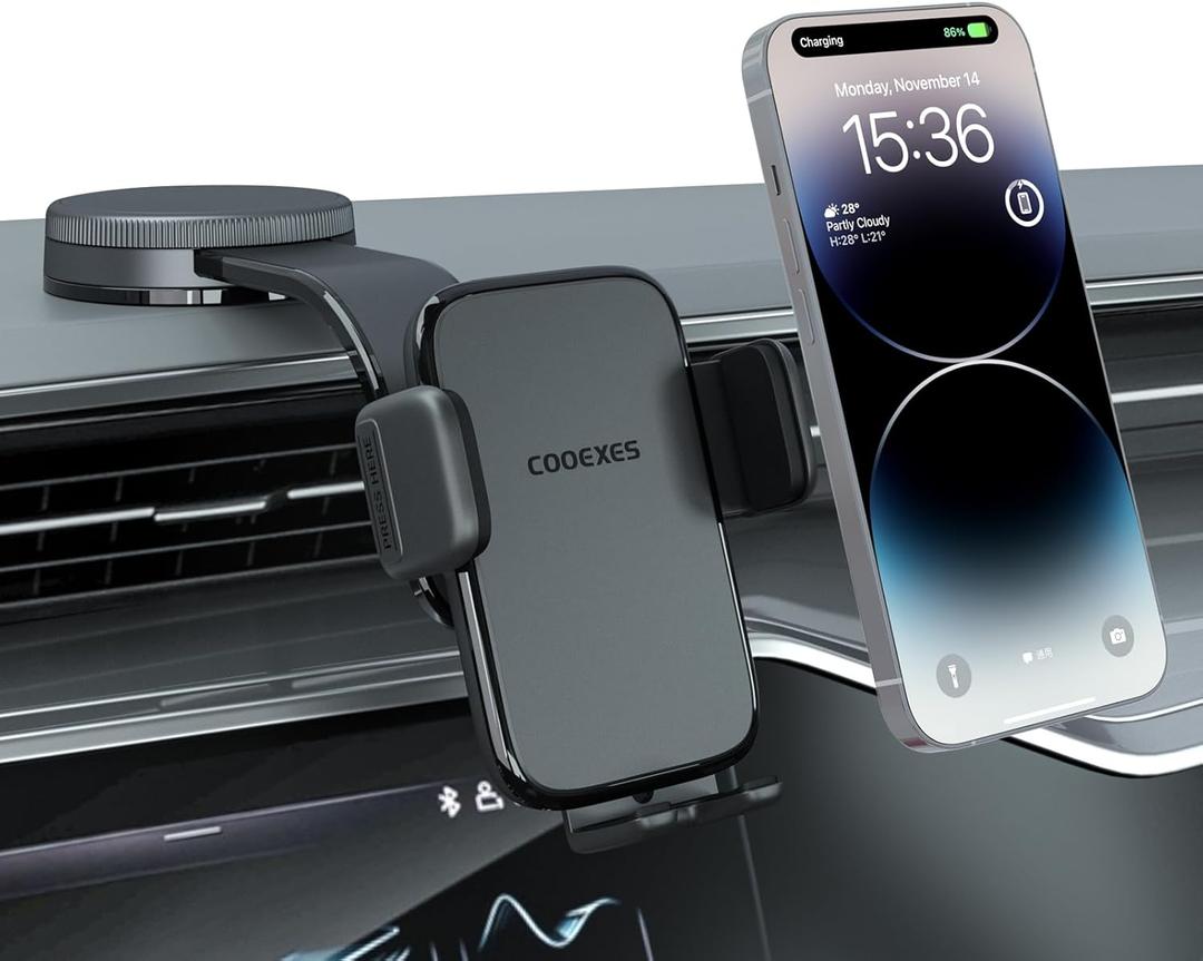 COOEXES Car Phone Holder, 360Rotation Vacuum Suction Cup Phone Mount - 108LBS Nano Gel for Car, Bendable Arm & One-Hand Release, Truck Phone Holder for iPhone 17 Pro Max Samsung Android